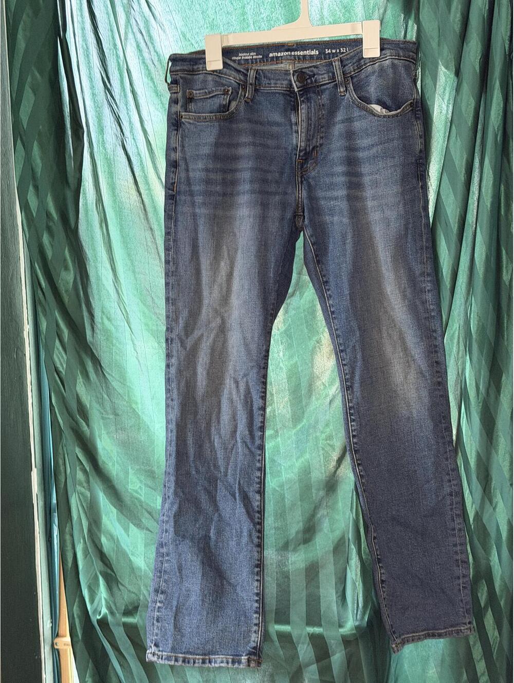 Amazon Essentials Bootcut Slim Jeans 34x32 Blue Denim